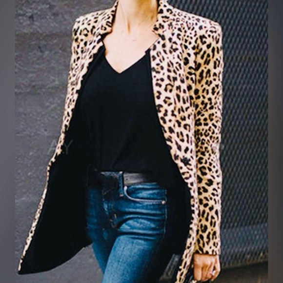 mediya Jackets & Blazers - New Leopard Open Front Blazer Lightweight Corduroy Fully Lined Size Small